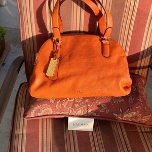 Lauren Ralph Lauren Orange Shoulder Bag with Slouchy Silhouette